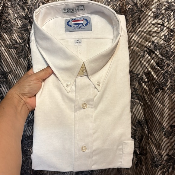 ALL AMERICAN MENS WRINKLE FREE LONG SLEEVE WHITE SHIRT 19 34/35 - Picture 7 of 12